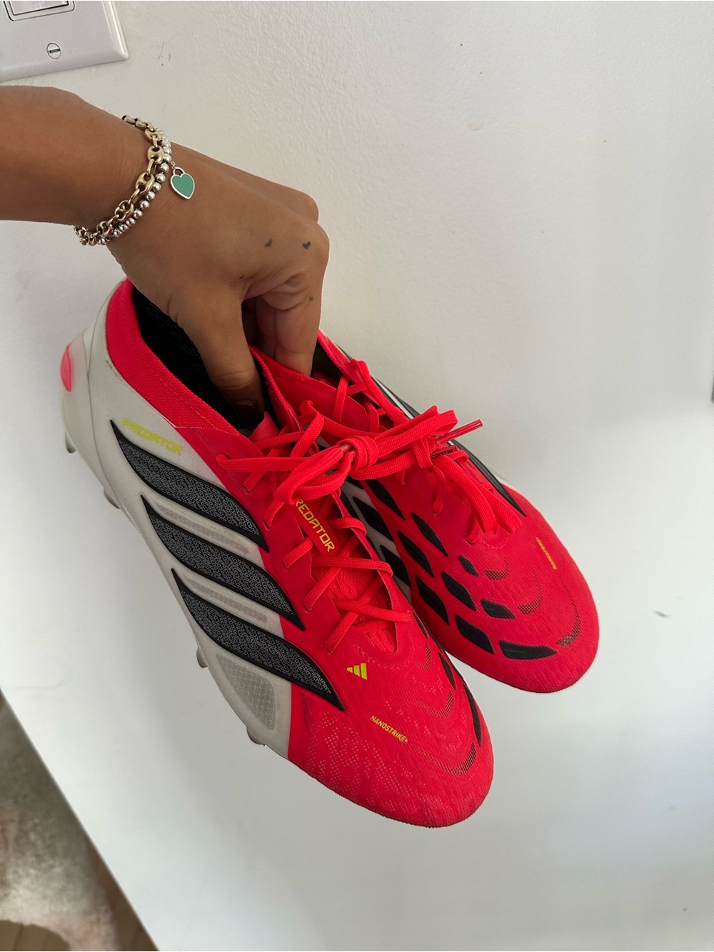 adidas Predator men’s Soccer Cleats in Bright Red and Black